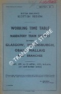 Working Time Table of Mandatory Train Services - Section D - Glasgow, Helensburgh, Oban, Mallaig and branches, 3 May 1971 to 30 April 1972 by British Railways Scottish Region